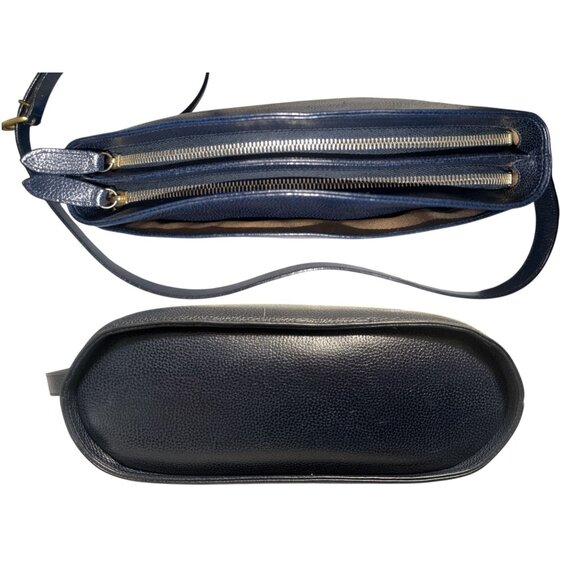 VTG Coach Madison Pierre Bag 4406 Navy Caviar Pebbled Leather Double Zip Italy - Picture 5 of 9